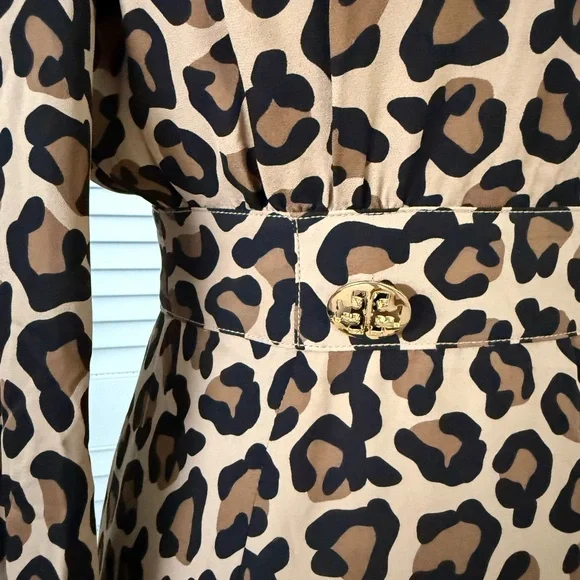 Tory Burch Leopard Print Long Sleeve Dress - Picture 3 of 14